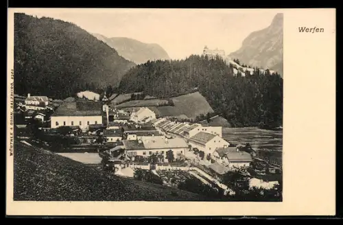AK Werfen, Ortsansicht aus der Vogelschau