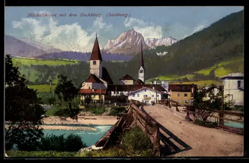 AK Bischofshofen /Salzburg, Ortsansicht mit Hochkönig