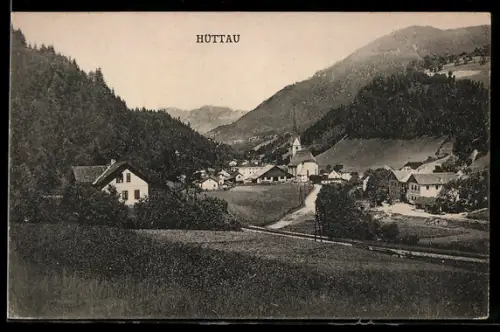 AK Hüttau, Panorama mit Kirche