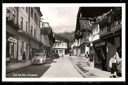 AK Zell am See, Seegasse mit Auto