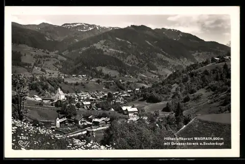 AK Wagrain, Ortsansicht mit Griessenkareck und Saukarkopf