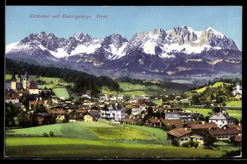 AK Kitzbühel /Tirol, Panorama mit Kaisergebirge