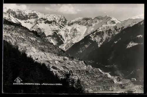 AK Eisenerz, Erzberg mit Reichenstein, Bergpanorama