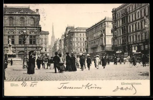 AK Wien, Kärntnerstrasse, Strassenansicht mit Passanten und Kutschen