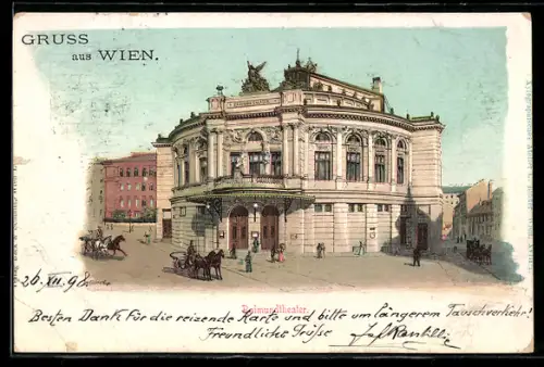 Lithographie Wien, Raimundtheater, Fassadenansicht