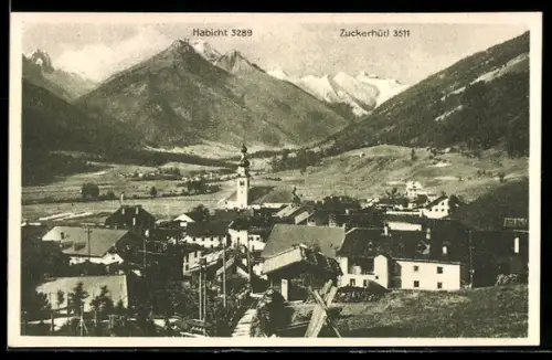 AK Fulpmes /Stubaital, Ortsansicht mit Kirche und Gebirgspanorama
