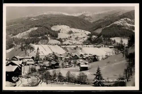AK Wagrain /Salzburg, Panorama mit Dorf und Kirche im Winter