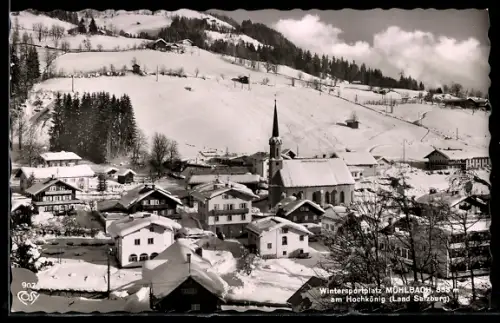 AK Mühlbach am Hochkönig, Ortsansicht mit Kirche im Winter