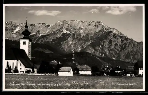AK Oberalm /Hallein, Kirche mit Untersberg