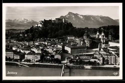 AK Salzburg, Altstadt mit Festung, Hoher Göll und Untersberg