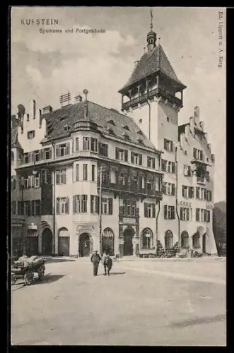 AK Kufstein, Sparkasse und Postgebäude
