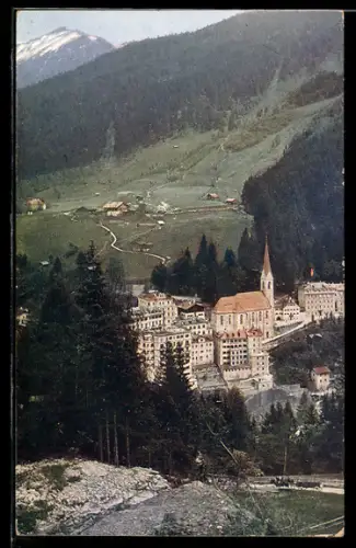 AK Badgastein, Kirche und Hotels im Bergtal