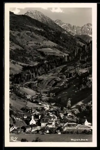 AK Wagrain, Panorama mit Kirche und Bergkulisse