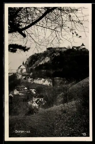 AK Pitten /N.Ö., Panorama mit Schloss und Kirche