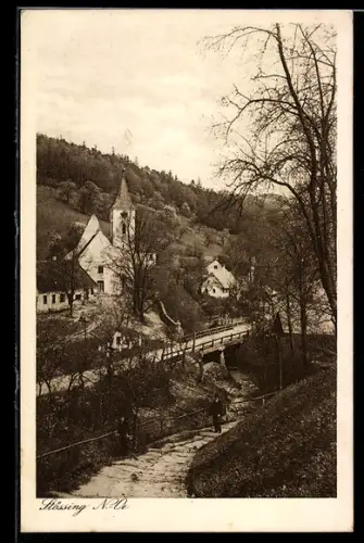 AK Stössing /N.-Ö., Dorf mit Kirche und Brücke
