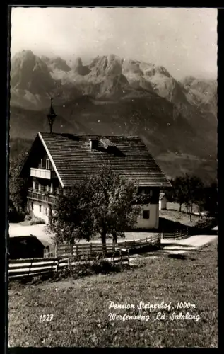 AK Werfenweng /Salzburg, Hotel-Pension Steinerhof mit Bergpanorama