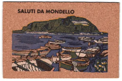 Kork-AK Mondello /Sicilia, Ruderboote im Wasser