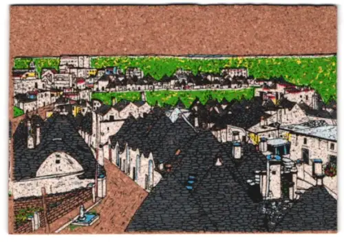 Kork-AK Alberobello, Blick über die Häuser