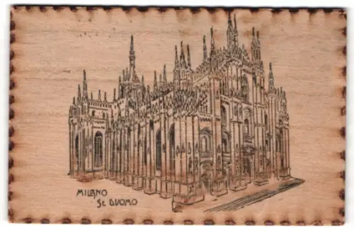 Holz-AK Milano, St. Duomo, Aussenansicht