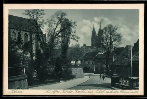 AK Meissen, St. Afra Kirche, Stadtansicht, Blick nach dem Domturm