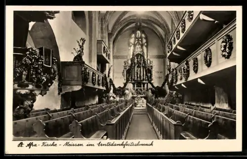 AK Meissen, St. Afra-Kirche, Erntedankfestschmuck