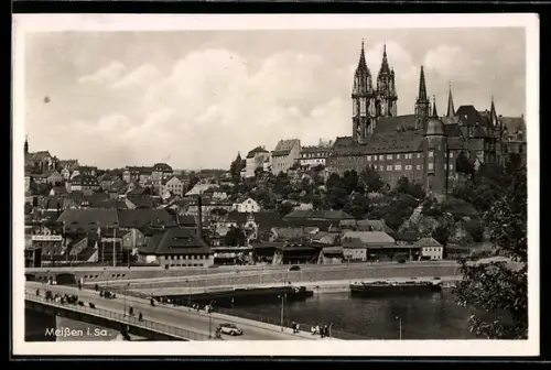AK Meissen i. Sa., Albrechtsburg, Dom, Elbeufer