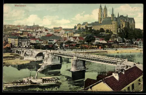 AK Meissen, Albrechtsburg, Dom, Elbbrücke