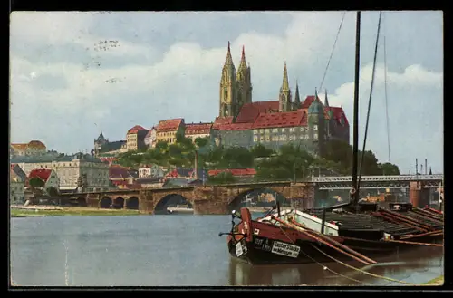 AK Meissen, Albrechtsburg, Dom, Elbbrücke