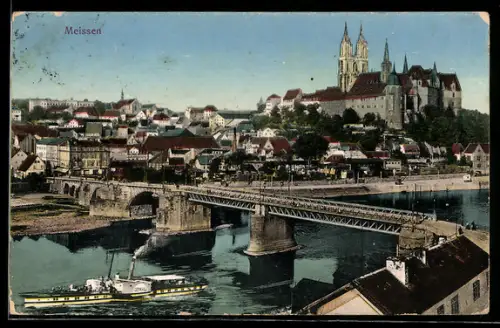 AK Meissen, Albrechtsburg, Dom, Elbbrücke