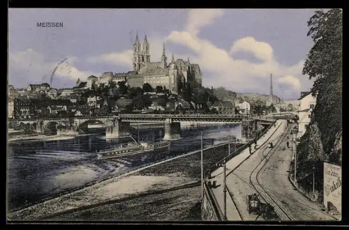 AK Meissen, Albrechtsburg, Dom, Elbbrücke