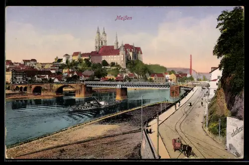 AK Meissen, Albrechtsburg, Dom, Elbbrücke