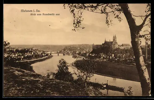AK Meissen i. Sa., Blick von Proschwitz aus