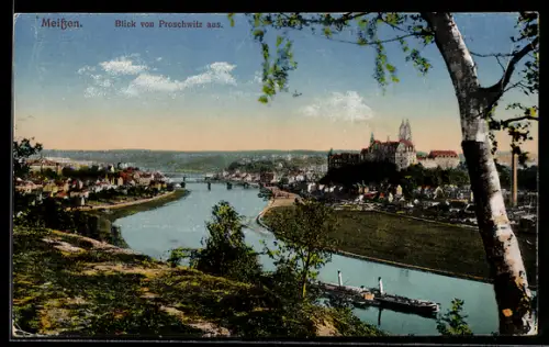 AK Meissen, Blick von Proschwitz aus