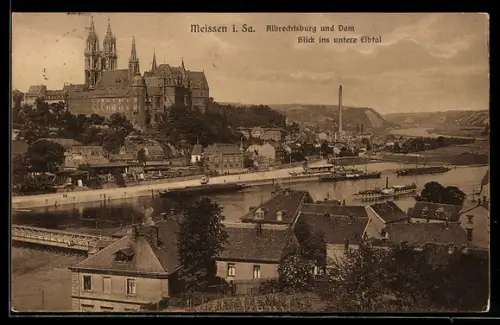 AK Meissen i. Sa., Albrechtsburg, Dom, Blick ins untere Elbtal