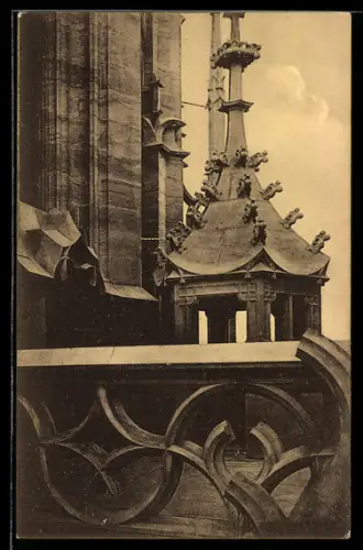 AK Meissen, Dom, Detail auf der Terrasse am Fusse der Achteckgeschosse