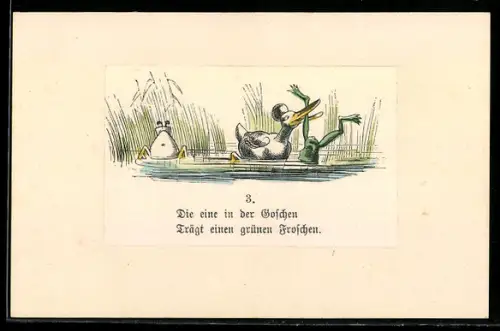 Künstler-AK Wilhelm Busch: Eine Ente fängt einen Frosch