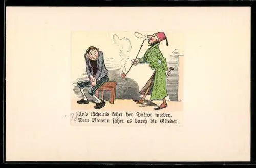 Künstler-AK Wilhelm Busch: Arzt kehrt zum Mann zurück