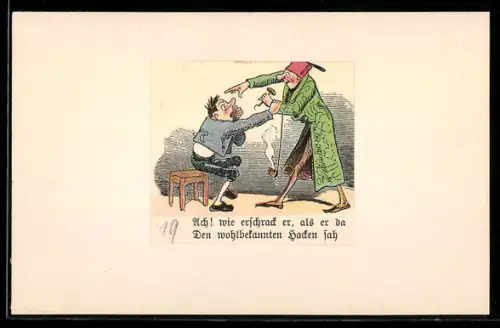 Künstler-AK Wilhelm Busch: Arzt bei der Behandlung eines Mannes