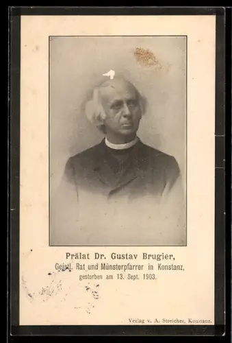 AK Konstanz, Porträt von Prälat Dr. Gustav Brugier, Münsterpfarrer