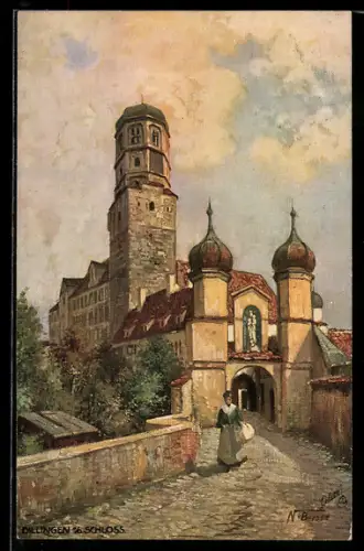Künstler-AK Dillingen a. Donau, Schloss mit Tor