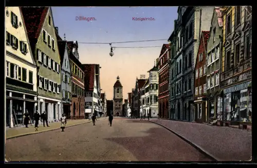 AK Dillingen, Königstrasse mit Geschäften