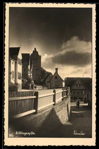 AK Dillingen /Do., Strassenpartie am Wasserturm