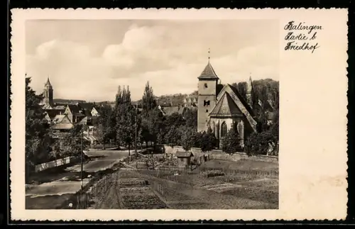 AK Balingen, Kirche mit Friedhof