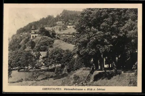 AK Oberstaufen, Weissachstrasse und Blick zum Schloss