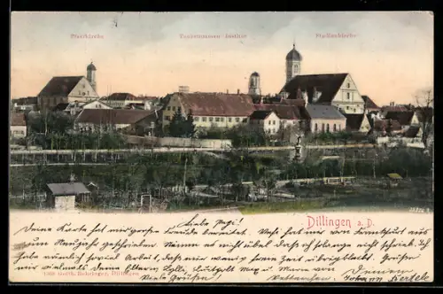 AK Dillingen, Pfarrkirche, Taubstummen Institut, Studienkirche