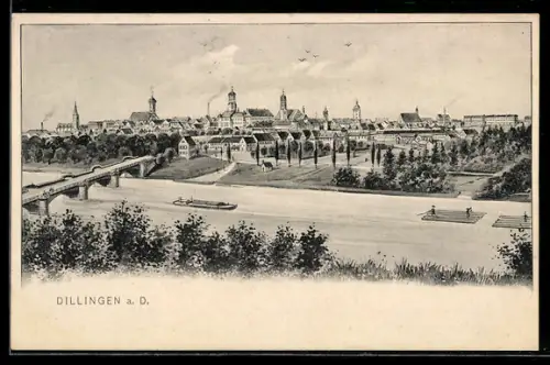 AK Dillingen, Flösse auf der Donau beim Ort