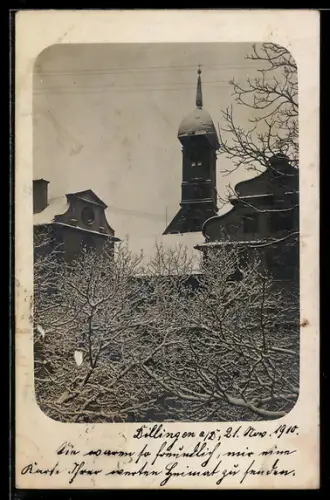 Foto-AK Dillingen /Donau, Die Klosterkirche im Schnee