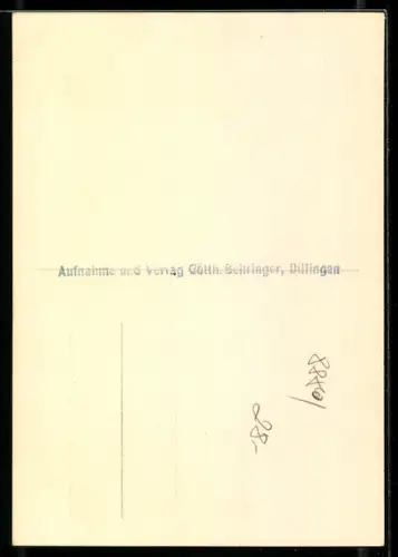 Foto-AK Dillingen, Rundturm in einer Strasse