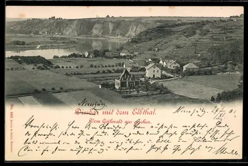 AK Diesbar /Elbtal, Totalansicht vom Gothwald aus gesehen