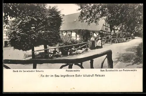 AK Meissen /Sachsen, Preiskermühle, Bau der Bahn Wilsdruff Meissen